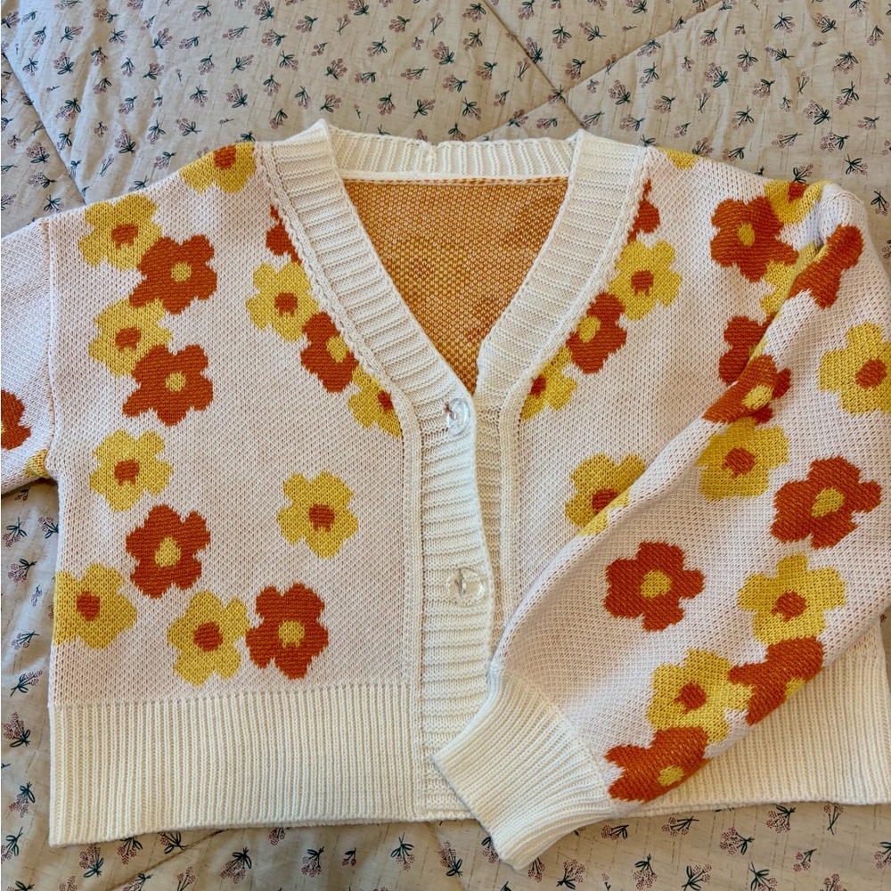 SHEIN Floral Knit Cardigan Sweater